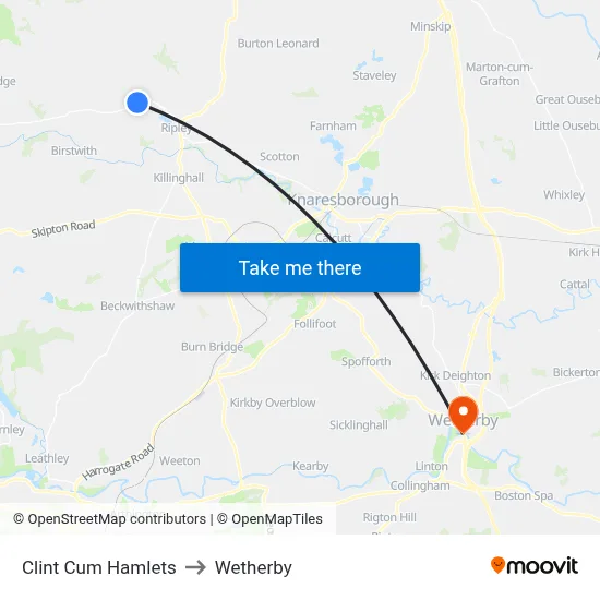 Clint Cum Hamlets to Wetherby map