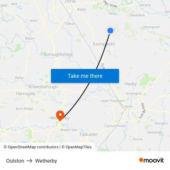 Oulston to Wetherby map