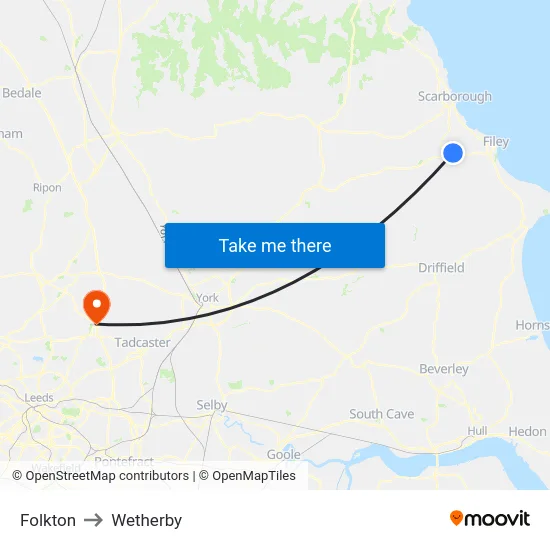 Folkton to Wetherby map