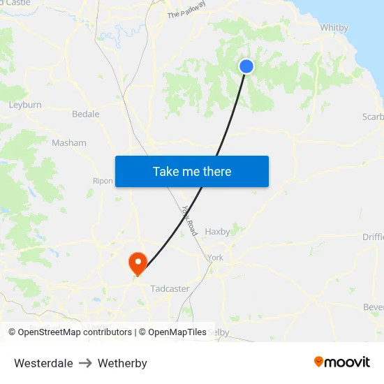 Westerdale to Wetherby map