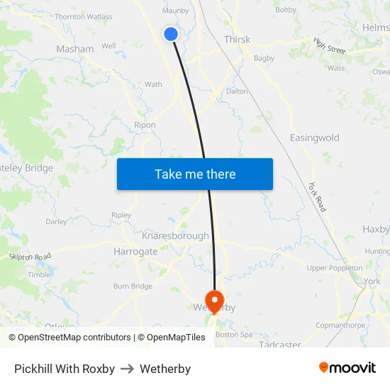 Pickhill With Roxby to Wetherby map