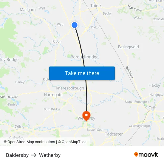 Baldersby to Wetherby map