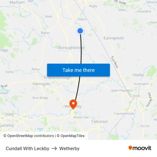 Cundall With Leckby to Wetherby map