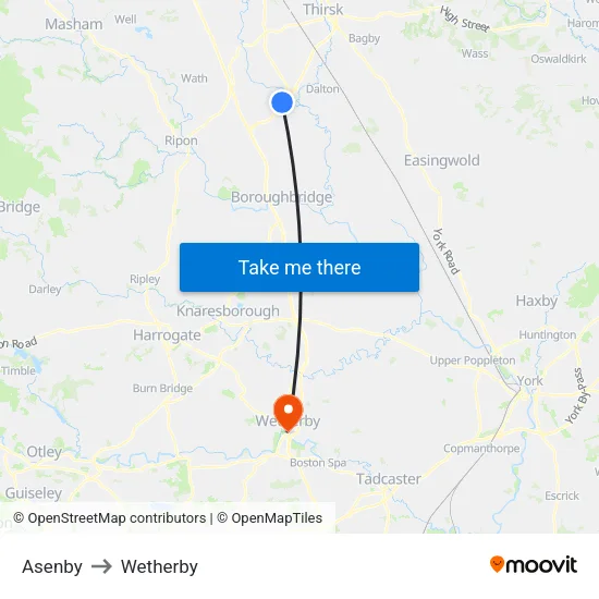 Asenby to Wetherby map