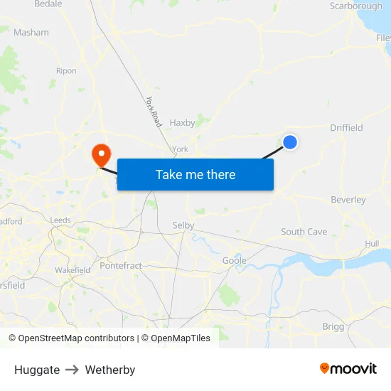 Huggate to Wetherby map