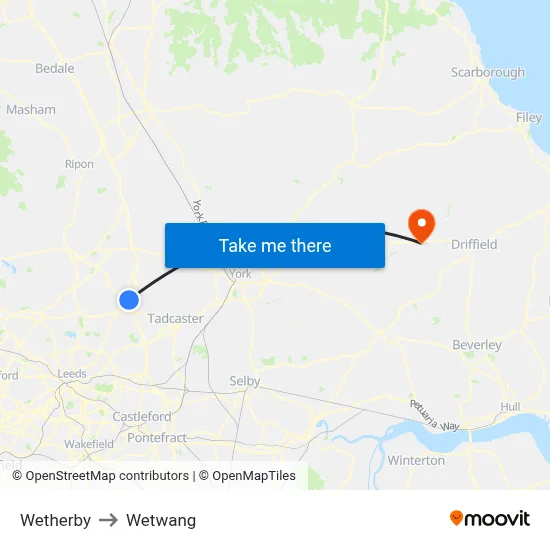 Wetherby to Wetwang map