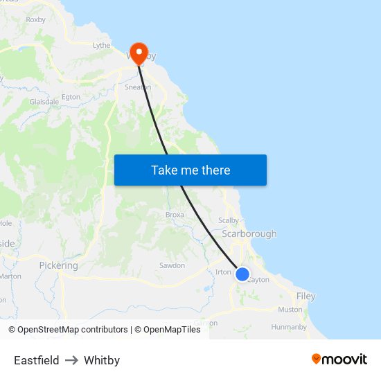 Eastfield to Whitby map