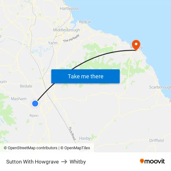 Sutton With Howgrave to Whitby map