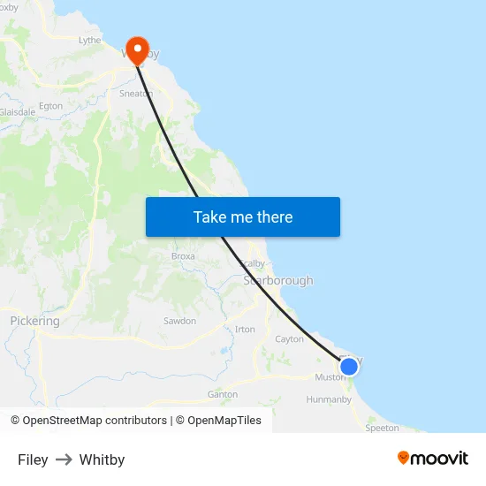 Filey to Whitby map