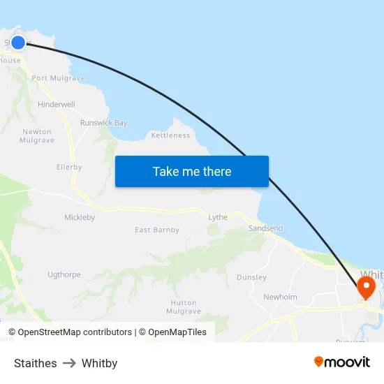 Staithes to Whitby map