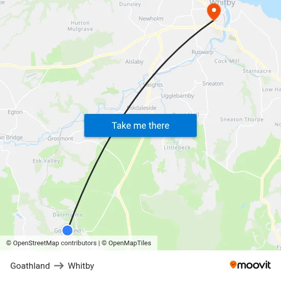 Goathland to Whitby map