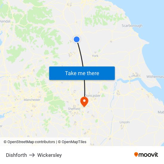 Dishforth to Wickersley map