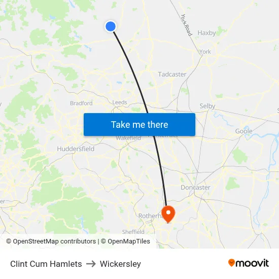 Clint Cum Hamlets to Wickersley map