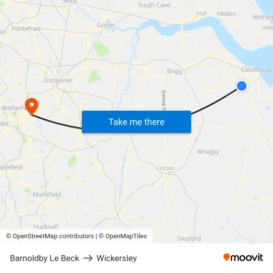 Barnoldby Le Beck to Wickersley map