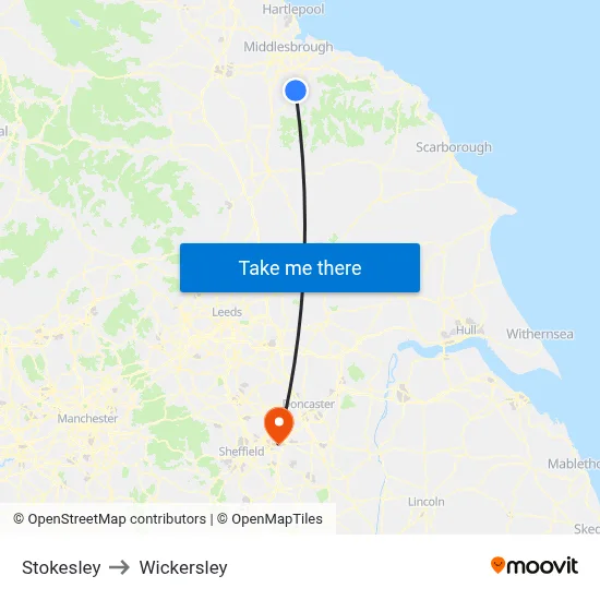 Stokesley to Wickersley map