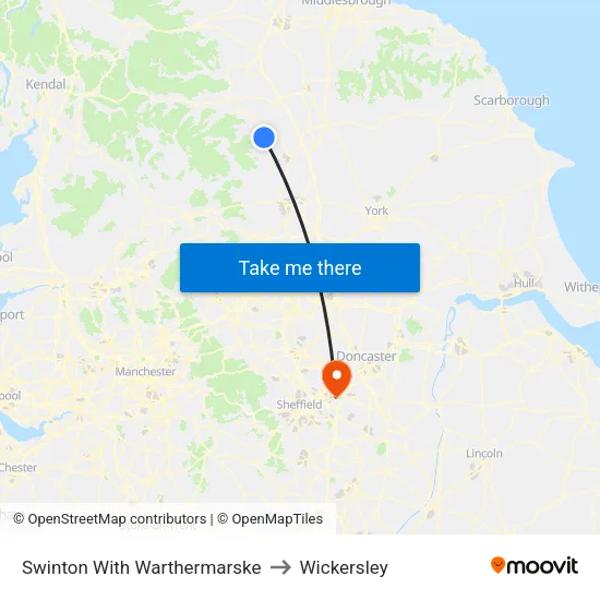 Swinton With Warthermarske to Wickersley map