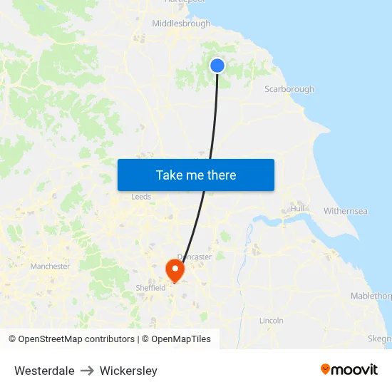 Westerdale to Wickersley map