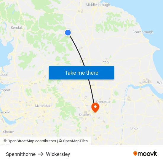 Spennithorne to Wickersley map