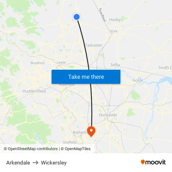 Arkendale to Wickersley map