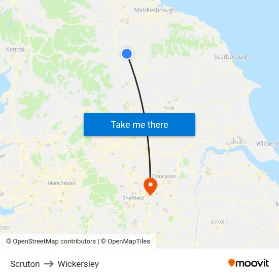 Scruton to Wickersley map