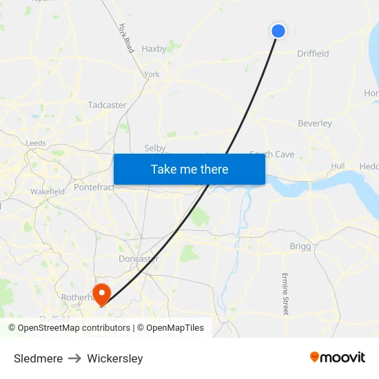 Sledmere to Wickersley map