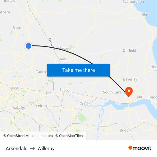 Arkendale to Willerby map