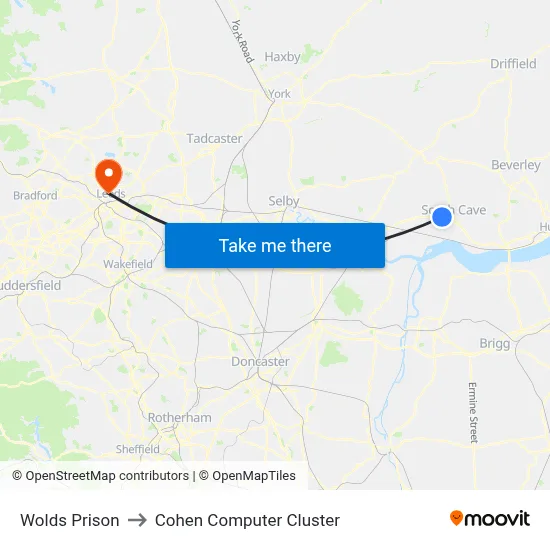 Wolds Prison to Cohen Computer Cluster map