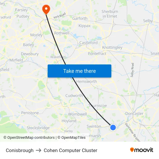 Conisbrough to Cohen Computer Cluster map