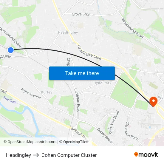 Headingley to Cohen Computer Cluster map