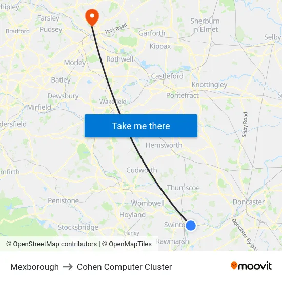 Mexborough to Cohen Computer Cluster map