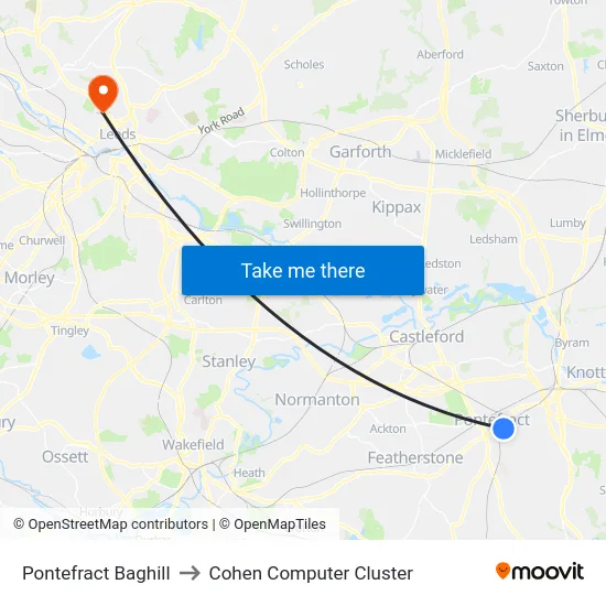 Pontefract Baghill to Cohen Computer Cluster map
