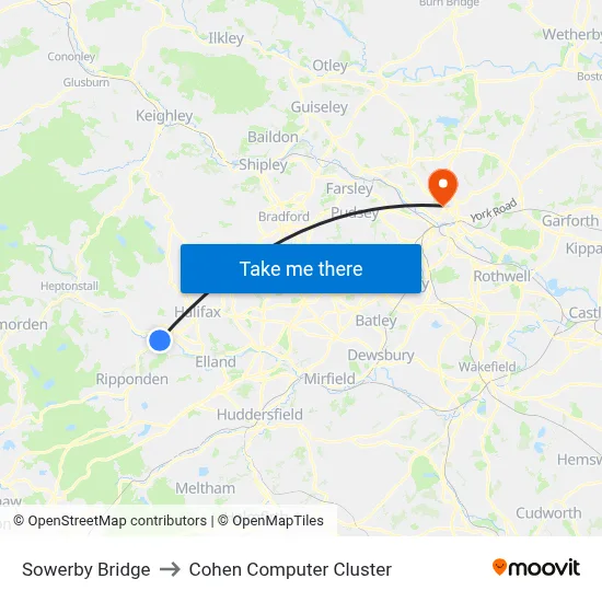 Sowerby Bridge to Cohen Computer Cluster map
