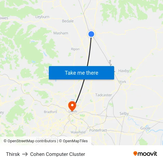 Thirsk to Cohen Computer Cluster map