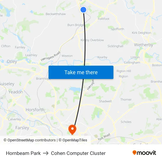 Hornbeam Park to Cohen Computer Cluster map