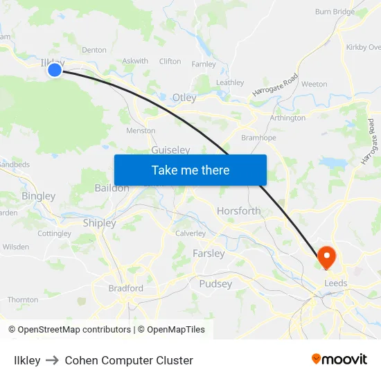 Ilkley to Cohen Computer Cluster map