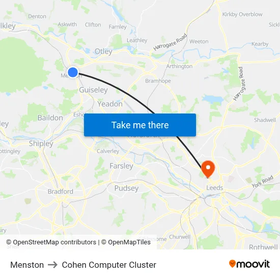 Menston to Cohen Computer Cluster map