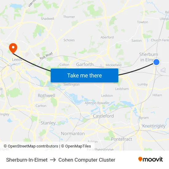 Sherburn-In-Elmet to Cohen Computer Cluster map