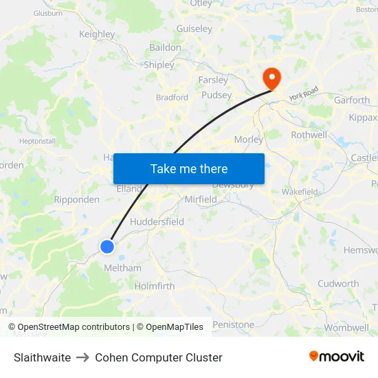 Slaithwaite to Cohen Computer Cluster map