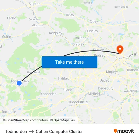 Todmorden to Cohen Computer Cluster map