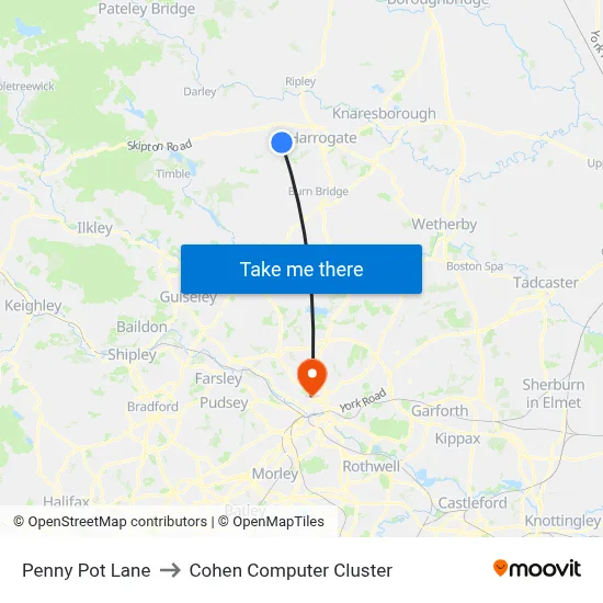 Penny Pot Lane to Cohen Computer Cluster map