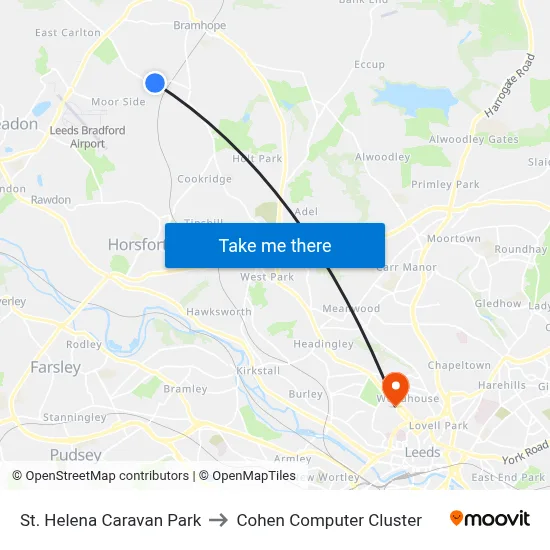 St. Helena Caravan Park to Cohen Computer Cluster map