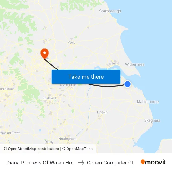 Diana Princess Of Wales Hospital to Cohen Computer Cluster map
