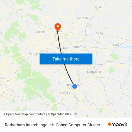 Rotherham Interchange to Cohen Computer Cluster map