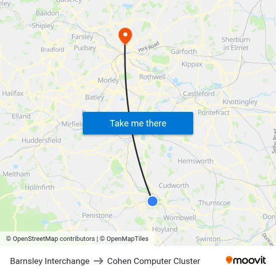 Barnsley Interchange to Cohen Computer Cluster map