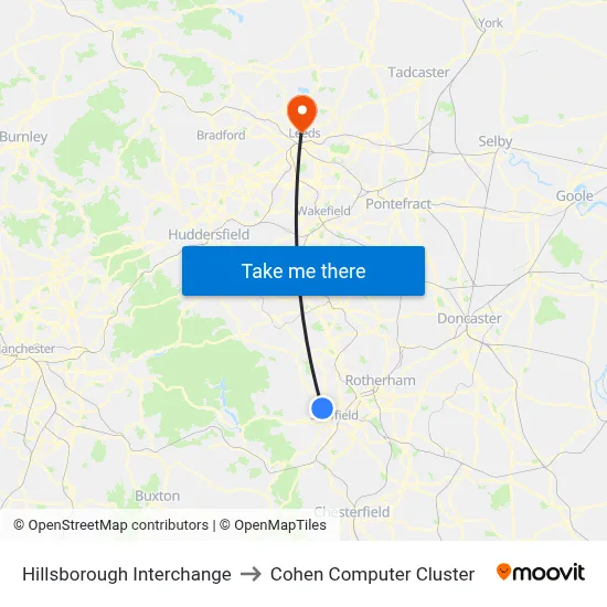 Hillsborough Interchange to Cohen Computer Cluster map