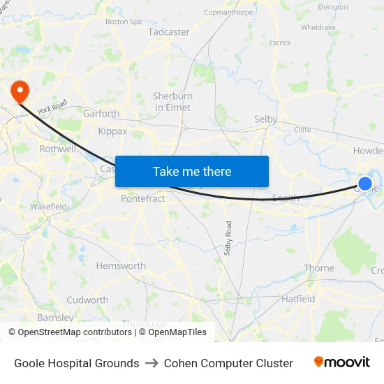 Goole Hospital Grounds to Cohen Computer Cluster map