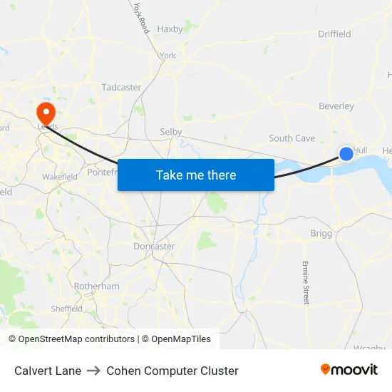 Calvert Lane to Cohen Computer Cluster map