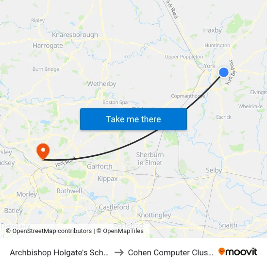 Archbishop Holgate's School to Cohen Computer Cluster map