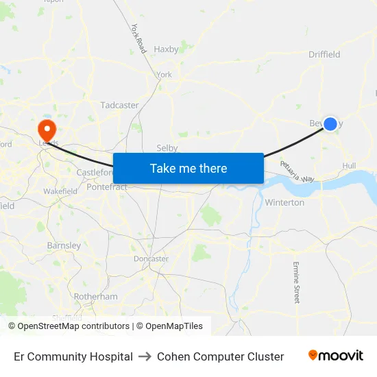 Er Community Hospital to Cohen Computer Cluster map