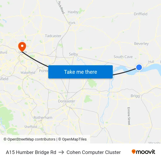 A15 Humber Bridge Rd to Cohen Computer Cluster map